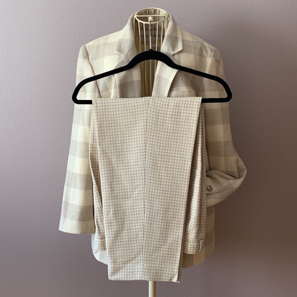 VTG Plaid 2pc pant suit 100% Wool Union made - Picture 1 of 16